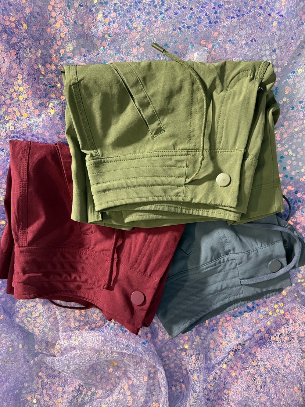 Athletic Works Olive, Burgundy & Slate Athletic Shorts Trio - Picture 1 of 7